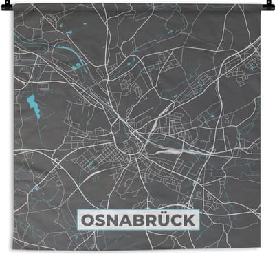 Wandkleed - Wanddoek - Stadskaart – Plattegrond – Duitsland – Blauw – Osnabrück – Kaart - 180x180 cm - Wandtapijt