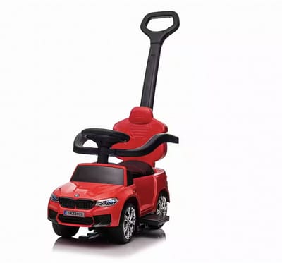 Bogi luxe loopauto - loopwagen met duwstang - Babywalker - BMW M5 - Leren zitje - Luxe uitvoering - Goede kwaliteit - Rood