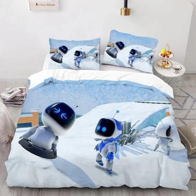 Astro Bot Schattige Cartoon Beddengoed Collectie Dekbed Collectie Eenpersoons Tweepersoons Bed King Size Bed Collectie Slaapkamer Jongens Volwassenen Dekbedovertrek Kussensloop 135X200cm-2pcs