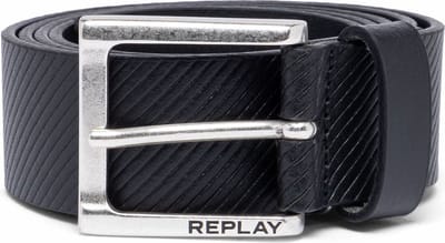 REPLAY Leren Riem Leather Belt W95 Black Zwart