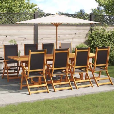 vidaXL - Opklapbare - stoelen, - 8 - stuks, - van - massief - acaciahout - en - textilene.