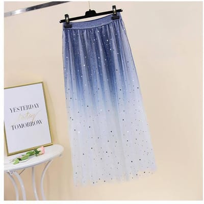 Jupes de printemps et d'été pour femmes, jupe longue en tulle, jupe plissée à paillettes, jupe mi-longue trapèze, jupe chic taille haute S gray