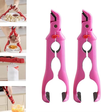 Multifunctionele 3-in-1 kookplaatgrijper en anti-verbranding cliphouder, siliconen hete komhouder voor veilig koken en keukengereedschap (2 roze)