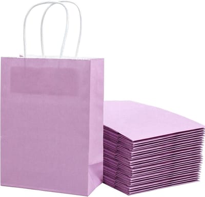 Papieren Zakjes Kraft Paars - Verjaardag - 25 Stuks - 15x8x21 cm