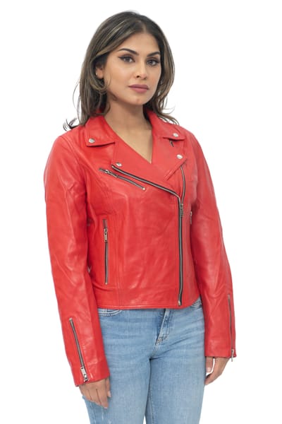 Dames lederen klassieke biker Brando jas-Baku