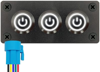 ProRide Metalen drukschakelaars in Drievoudig inbouwpaneel 220V ON-OFF - 19mm - IP67 - LED indicatie Wit