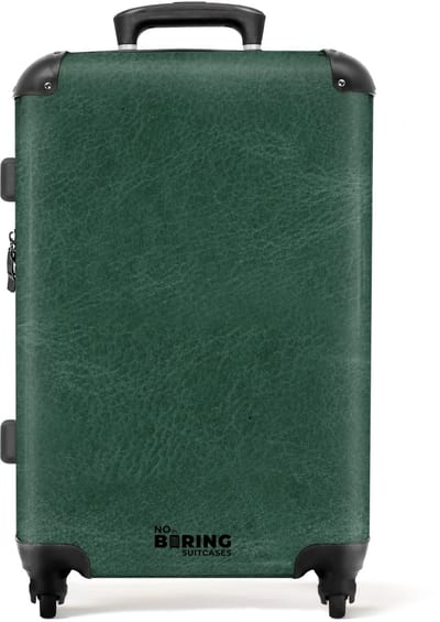 NoBoringSuitcases.com - Grote koffer - Lederen look midden groen - Kinderkoffer geschikt voor jongen en meisjes - Reiskoffer met 4 wielen - Trolley op wieltjes - Rolkoffer groot kinderen - 72 liter - Ruimbagage valies 20kg