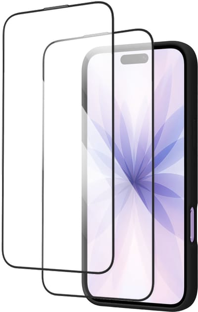 Xssive - Hoesje geschikt voor iPhone 17 + Screenprotector - 9H Gehard Glas - Siliconen Case - Zwart