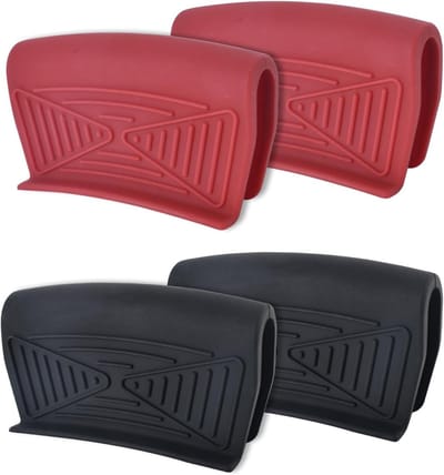 Siliconen Pannenhouders - 4 Stuks Hittebestendige Pot Holders voor Pannen, Bakplaten en Mallen (Zwart, Rood)
