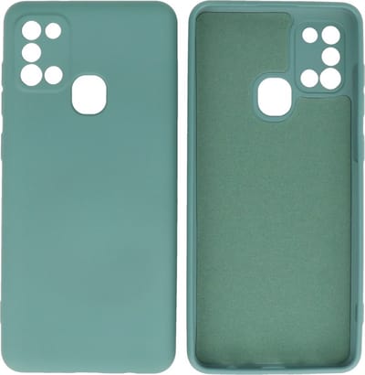 Hoesje Geschikt voor Samsung Galaxy A21s - Fashion Telefoonhoesje Backcover - Siliconen Hoesje - Donker Groen