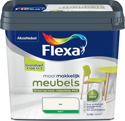 Flexa Houtlak Mooi Makkelijk Meubels - Mat - Wit - 750ml