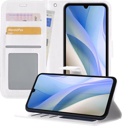 Hoesje - Geschikt voor Samsung Galaxy A15 - Luxe Bookcase - Walletcase Hoes - Portemonnee - Cover - Telefoonhoes - Wit