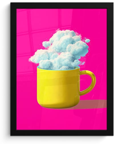 Poster in lijst - Fotolijst 30x40 cm - Posters - Mok - Wolken - Roze - Minimalitisch - Posterlijst zwart - Decoratie - Wanddecoratie woonkamer - Muurdecoratie slaapkamer