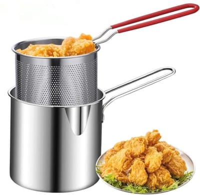Roestvrijstalen Friteuse Pan met Zeefmand - Ideaal voor Temura en Gebakken Gerechten