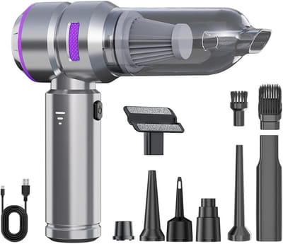 Voertuigstofzuiger - Draagbare Vuilafzuiger - Auto Interieur Reinigen - 4-in-1 Stofzuiger Blazer - 23.7L x 21.5B cm - Zilver