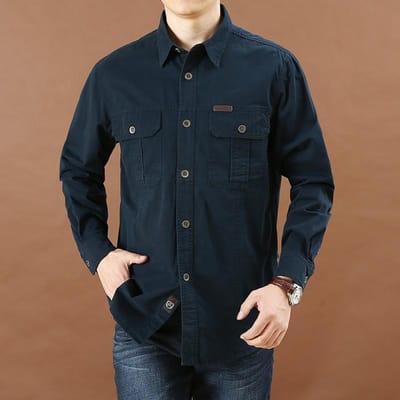 Zomer Tactische Shirts Heren Ademende Lange Mouw Werk Cargo Shirts M marineblauwe kleur