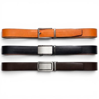 Safekeepers Luxe Automatische Riemenset – 3-Pack – Echt Leer – Zwart, donker bruin en cognac– Breedte 3.5 cm - 95