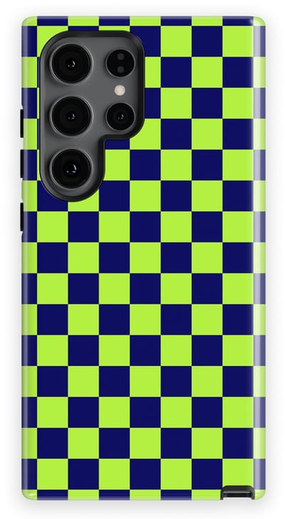 Design Hoesje Samsung Galaxy S24 Ultra | Geschikt Voor Mag | Tiny Squares Checkered Print | Backcover Samsung Galaxy S24 Ultra Acid Grid