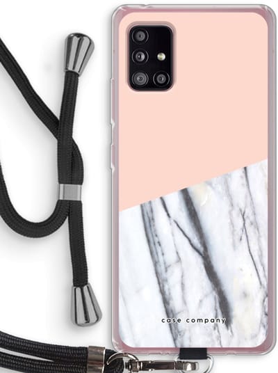 Case Company® - Hoesje met koord geschikt voor Samsung Galaxy A51 5G hoesje met Koord - A touch of peach - Telefoonhoesje met Zwart Koord - Bescherming aan alle Kanten en Over de Schermrand
