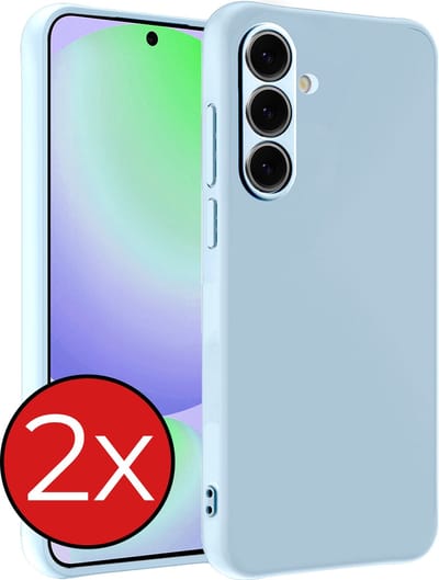 Hoesje - 2 Stuks - Geschikt voor Samsung Galaxy S24 FE - Sterk & Shockproof - Telefoonhoes - Back Cover - Case Siliconen - Telefoon Hoes - Lichtblauw