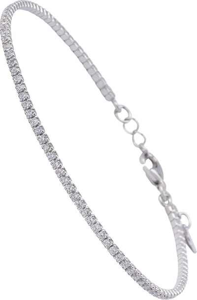 Sinsal - Zilver Armband met Zirkonia stenen - 17cm tot 20 cm verstelbaar - Dames Armband