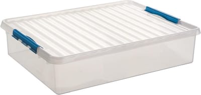 Sunware Q-line opbergbox 60L - 80x50x 18 cm - Transparant/Blauw