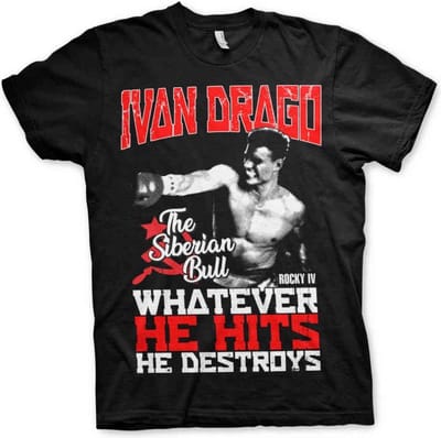 Rocky Heren Tshirt -S- Ivan Drago The Siberian Bull Zwart