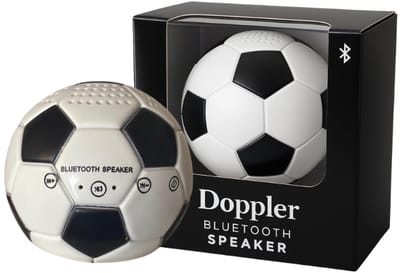 Doppler Mini Football Bluetooth Speaker – 3W Draadloze Voetbal Speaker met Microfoon & Stand (Zwart/Wit)