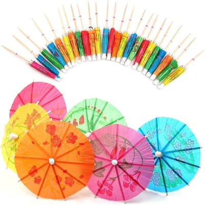 NTH products- Cocktaildecoratie 50 Stuks - Cocktailparapluutjes / Papieren Parapluutjes - Feestdecoraties - Cocktailaccessoires - Tropische Touch - Grappige Feestsfeer - Cocktailparaplu
