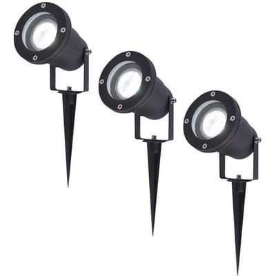 HOFTRONIC Set van 3 LED prikspots - 4 Watt 345 Lumen - Dimbaar - Kantelbaar - 6500K daglicht wit - GU10 - IP64 Waterdicht - Zwart - Tuinspots