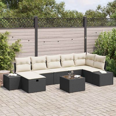 vidaXL - Tuinbank - Set - 8 - st - Zwart - poly - rattan