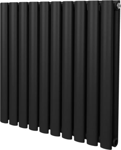 Ovale kolomradiator - zwart - 600mm x 600mm - 2684 btu warmteafgifte