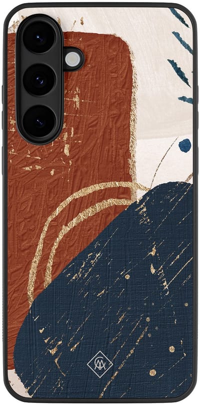 Casimoda® hoesje - Geschikt voor Samsung Galaxy S25 FE - Abstract Terracotta - Zwart TPU Backcover - Geometrisch patroon - Multi