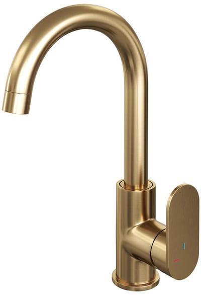 Brauer Gold Edition Hoge Opbouw Wastafelmengkraan met Draaibare Ronde Uitloop Model C Goud Geborsteld PVD