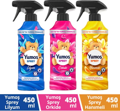 Yumos Textielverfrisser 3 geuren textielspray verwijdert geuren en laat een frisse geur achter - 3x 450ml