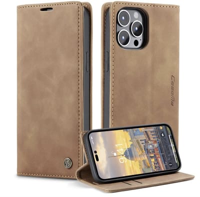 CaseMe – Telefoonhoesje geschikt voor Apple iPhone 15 Pro Max– Wallet Book Case – Magnetische Sluiting – PU Leer – Cognac Bruin