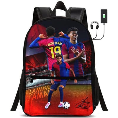 Kinderschooltassen voor Student Rugzak L-Lamin Yamal Sport Boekentas Kinderen Cadeau Voetbalster Rugzak met USB-interface Tas