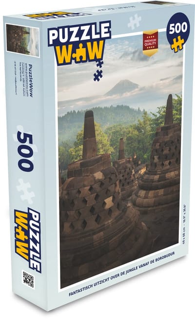 Puzzel Fantastisch uitzicht over de jungle vanaf de Borobudur - Legpuzzel - Puzzel 500 stukjes