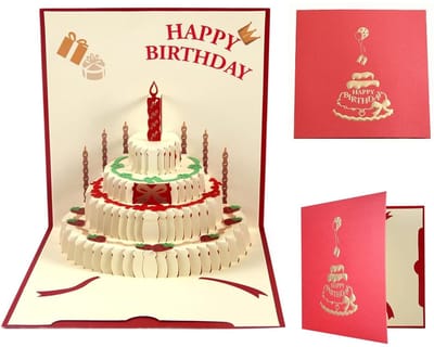 Jhubersproducts - 3D-verjaardagskaart - Driedimensionale kaart - Uniek design - 15 x 15 cm - Prachtig cadeau - Voor familie en vrienden