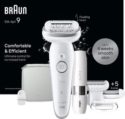 Braun Silk·épil 9 9-341 - Epilator met Ladyshave opzetstuk - Wit/Zilver