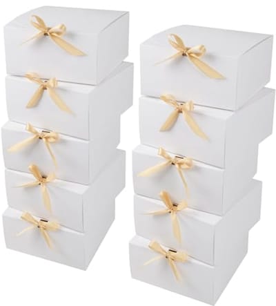 Grote Geschenkdoos met Deksel - Witte Verpakking voor Bruiloft, Verjaardag en Kerst - Set van 10 Stuks