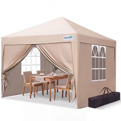 Quictent Opvouwbaar Tuinpaviljoen 2x2m – Waterdicht Partytent met 4 Zijwanden, UV 50+ & Draagtas – Khaki