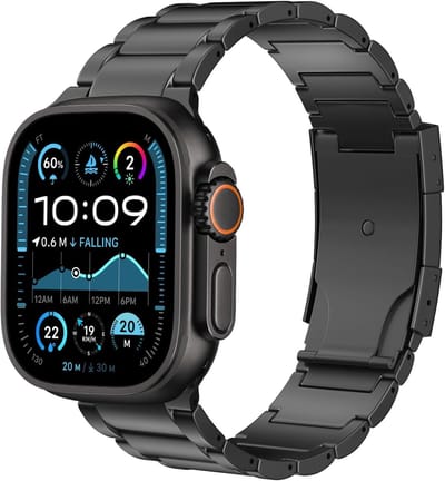Titanium Horlogeband Geschikt voor Apple Watch Ultra 49mm 45mm 44mm 42mm, Metalen Vervangband met Dubbele Drukknop Sluiting voor iWatch Series SE 2 SE 8 7 6 5 4 3 2 1, Duurzaam en Stijlvol Accessoire voor Sport en Dagelijks Gebruik