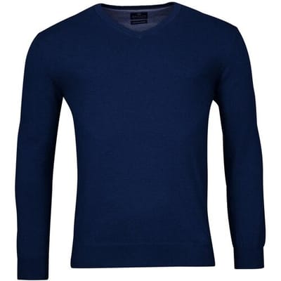 Baileys Trui Uni V-Neck Cotton Single Knit Cobalt / male