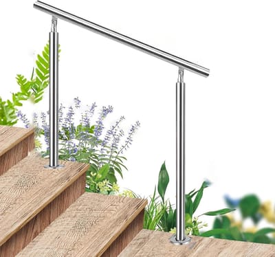 Buitentrapleuning - RVS Handrail - Veiligheid Buiten - Verstelbare Hoogte - 85 cm Hoog - Zilver