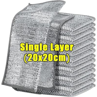 Lot de 24 torchons magiques en fil d'argent pour le nettoyage de la vaisselle et des casseroles, serviettes épaisses double face, chiffons en fil d'acier 3PCS