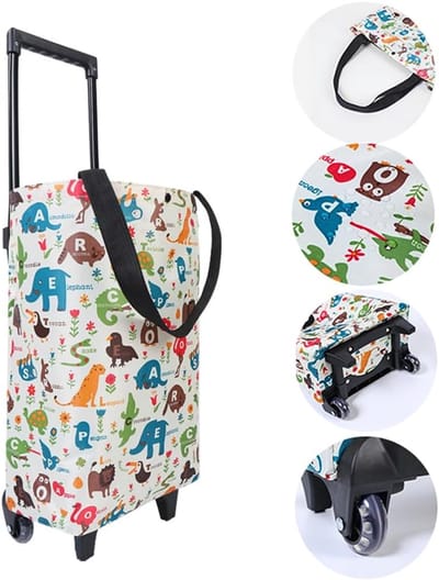 Boodschappentrolley - Boodschappenkar - Schoudertas - Boodschappentas met wielen - Boodschappentas met trekstang - Boodschappentas - Cadeau voor vrouwen en ouderen - Boodschappenkar voor supermarkt, boodschappen doen - 80*26*17 cm - Cartoonpatroon