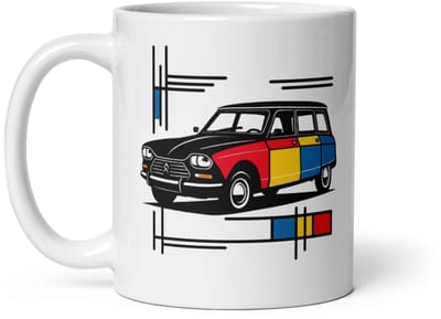 De2pktjes - Mok Citroën Ami 8 Mondriaan – Kleurrijke retro-charme voor elk warm moment