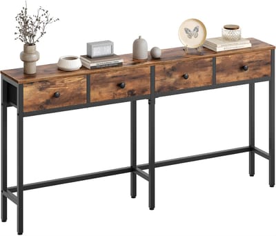 DnA® Haltafel Met Lades - Haltafel - Console Tafel - Vintage Bruin/Zwart - ‎24cm x 160cm x 80cm