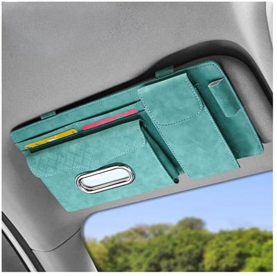 Dailygoods- Zonneklep Organizer - Multifunctionele Opbergtas - Kaarthouder - Schapenbont - 32 x 15,5 cm - Voor 99% van Automodellen - Auto Organizer